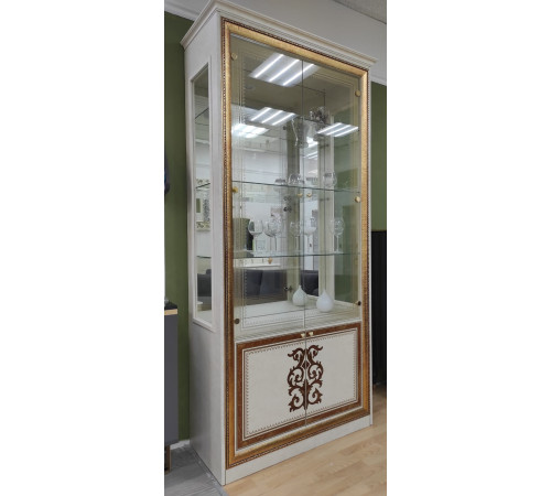 Шкаф-витрина двухдверный Анита (бежевый глянец) Шкаф-витрина двухдверный Анита (бежевый глянец)